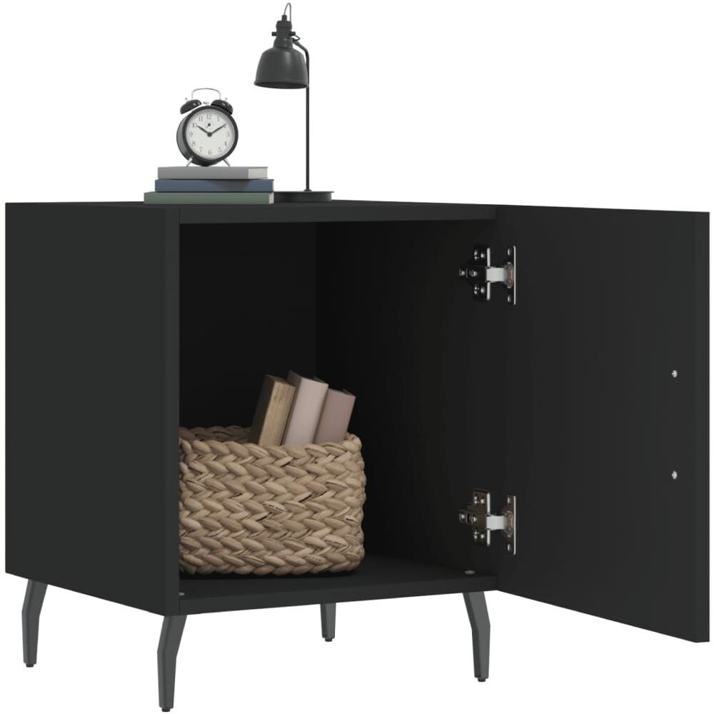 Comodino Nero 40x40x50 Cm In Legno Multistrato - Foto 3