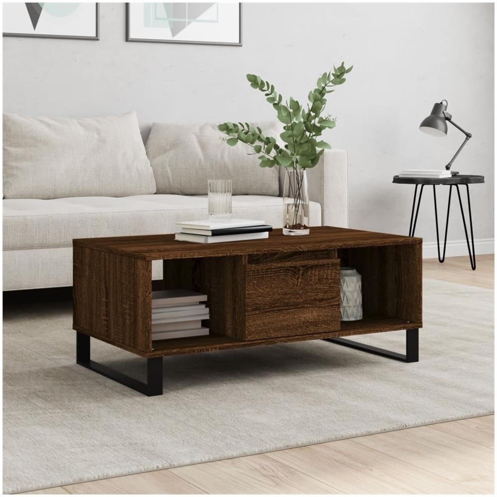 Tavolino Da Salotto Rovere Marrone 90x50x36,5 Cm In Multistrato - Foto 1