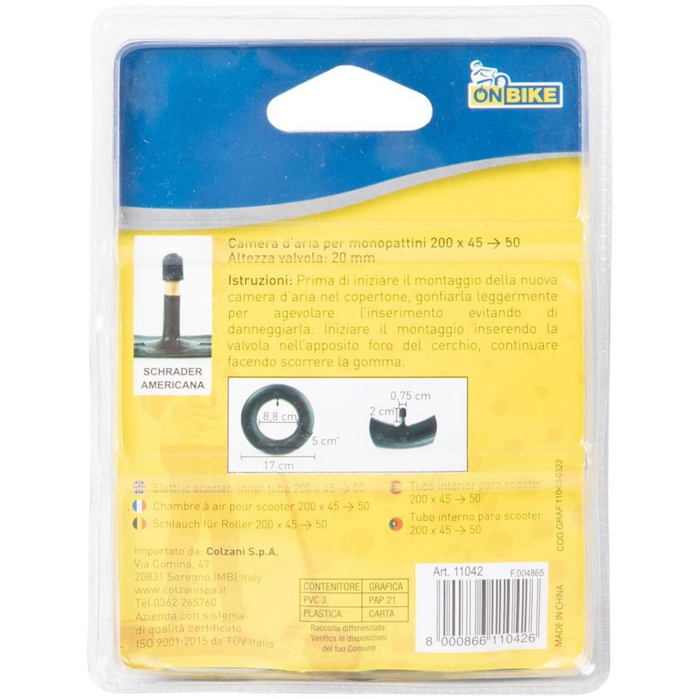 Camera D'aria Per Monopattino Misura 200x45 --> 50, Con Valvola Americana, Sicura E Resistente - Foto 2