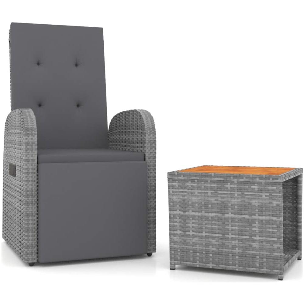 Set Mobili Giardino 2pz Grigio Polyrattan Legno Massello Acacia - Foto 1