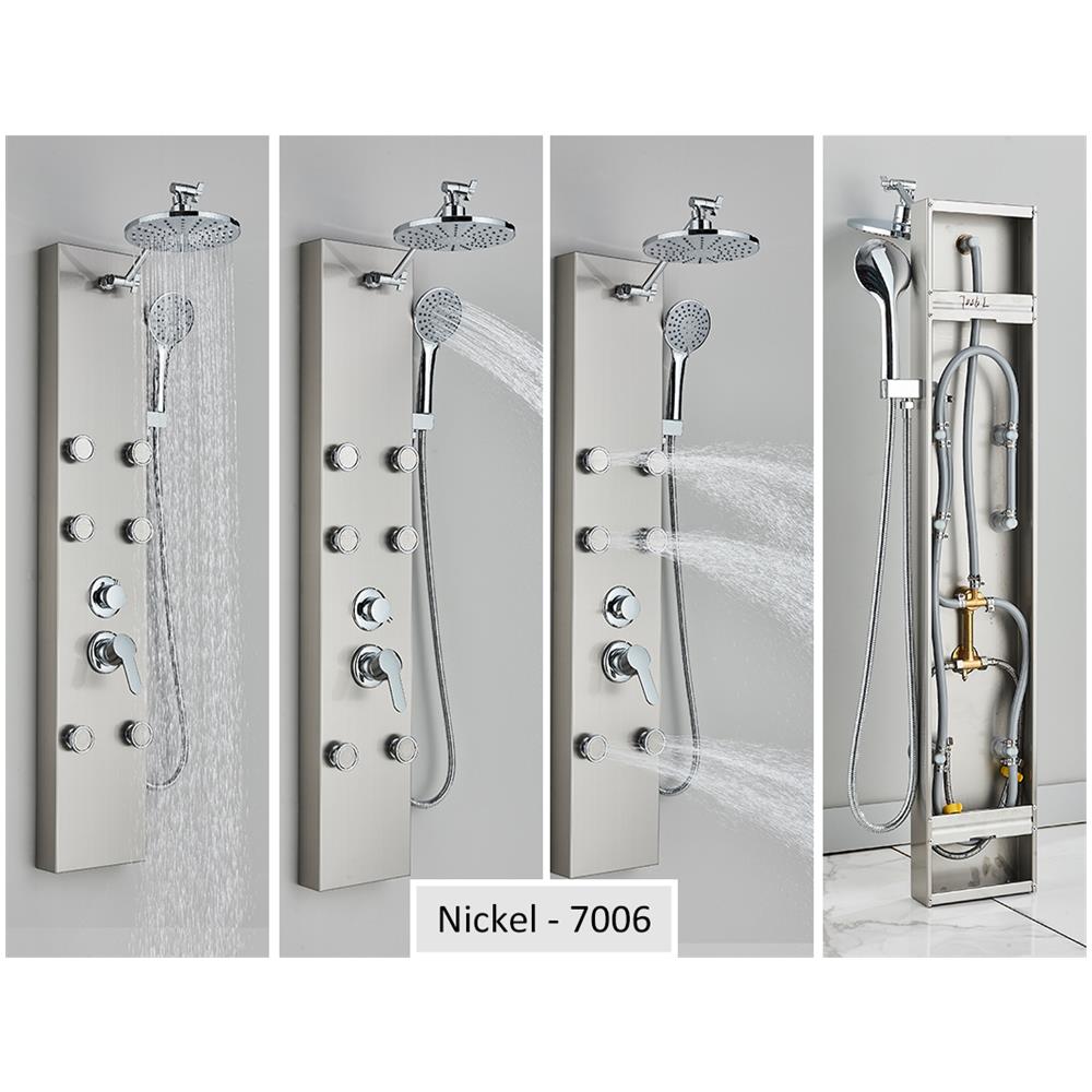 Pannello doccia Blackswan, modello M7006 nichelato con soffione e funzioni SPA, misura 111 cm - Foto 4