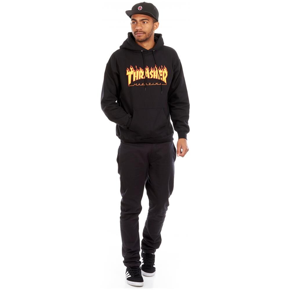 Felpa Con Cappuccio Thrasher Flame Logo Nero (s, Nero) - Foto 2