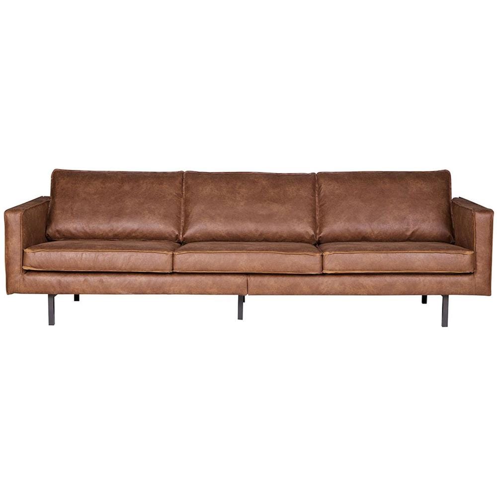Miliboo Divano Vintage Pelle Marrone Chiaro 3 Posti Aspen