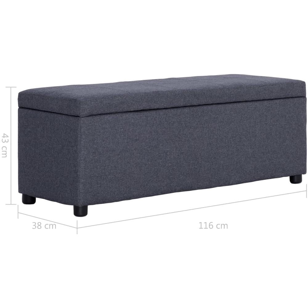 Panca Con Vano Portaoggetti 116 Cm Grigio Scuro In Poliestere - Foto 8