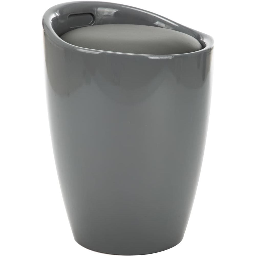 Sgabello Con Contenitore Grigio In Similpelle - Foto 1