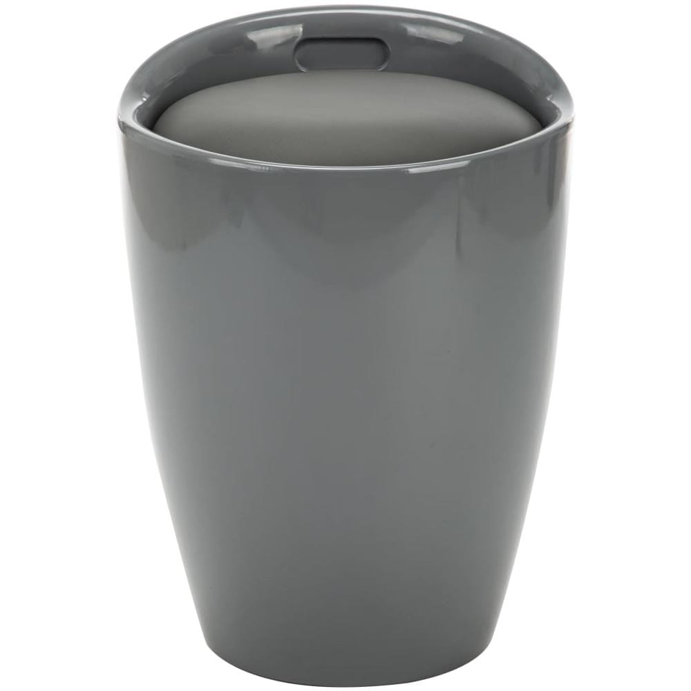 Sgabello Con Contenitore Grigio In Similpelle - Foto 2