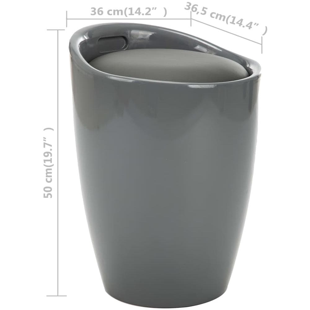 Sgabello Con Contenitore Grigio In Similpelle - Foto 10