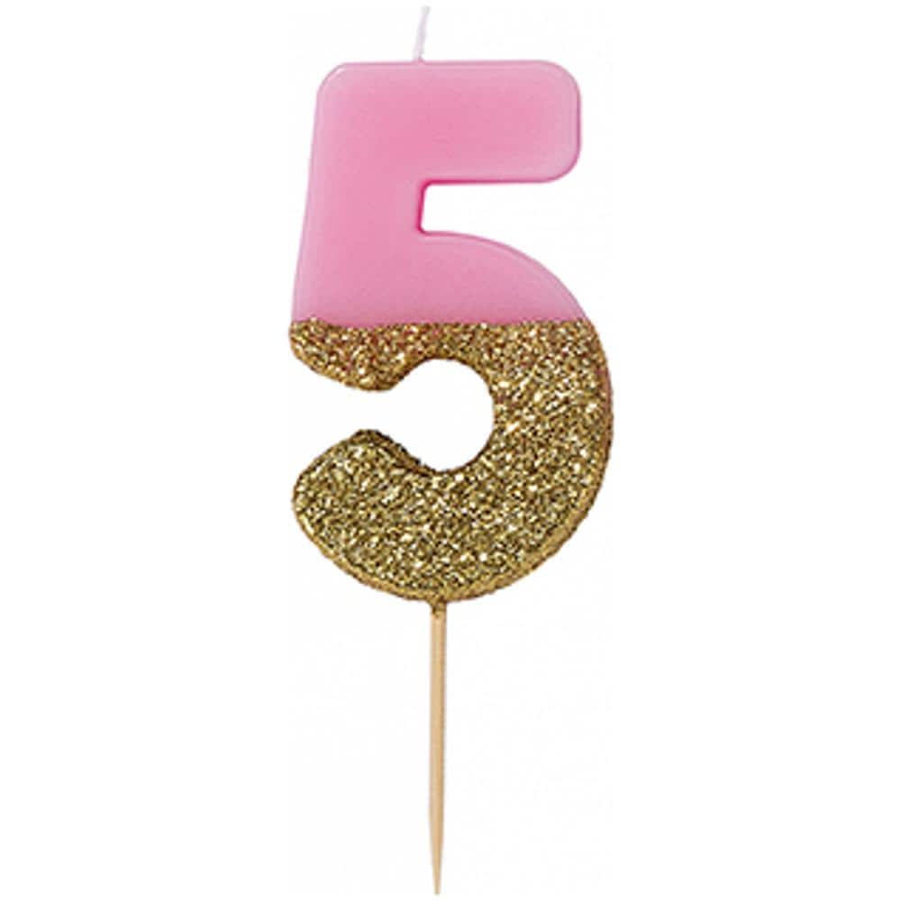 Talking Tables - Candelina Numero 5 Rosa E Oro - Foto 1