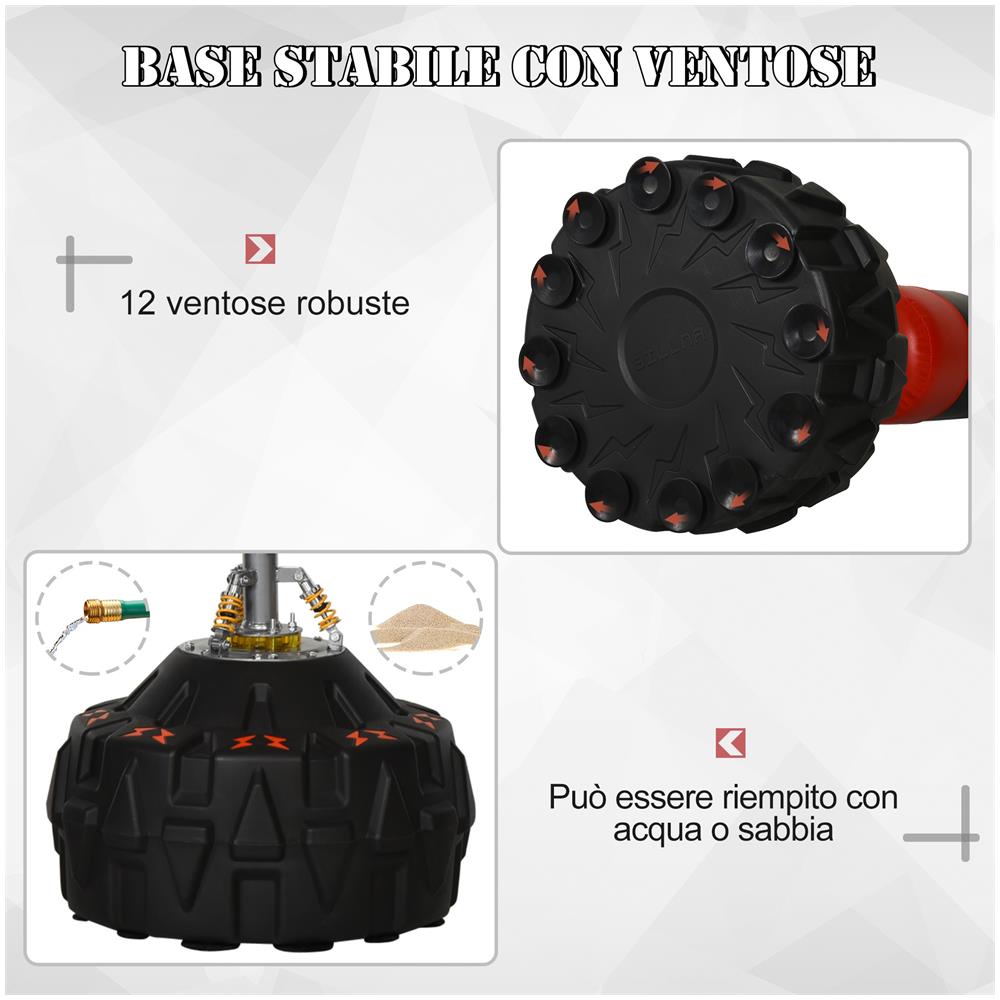 Sacco Da Boxe HOMCOM Professionale Con Base Stabilizzante - Per Allenamento Casa E Palestra, Nero/Rosso, &Oslash;60x180 Cm