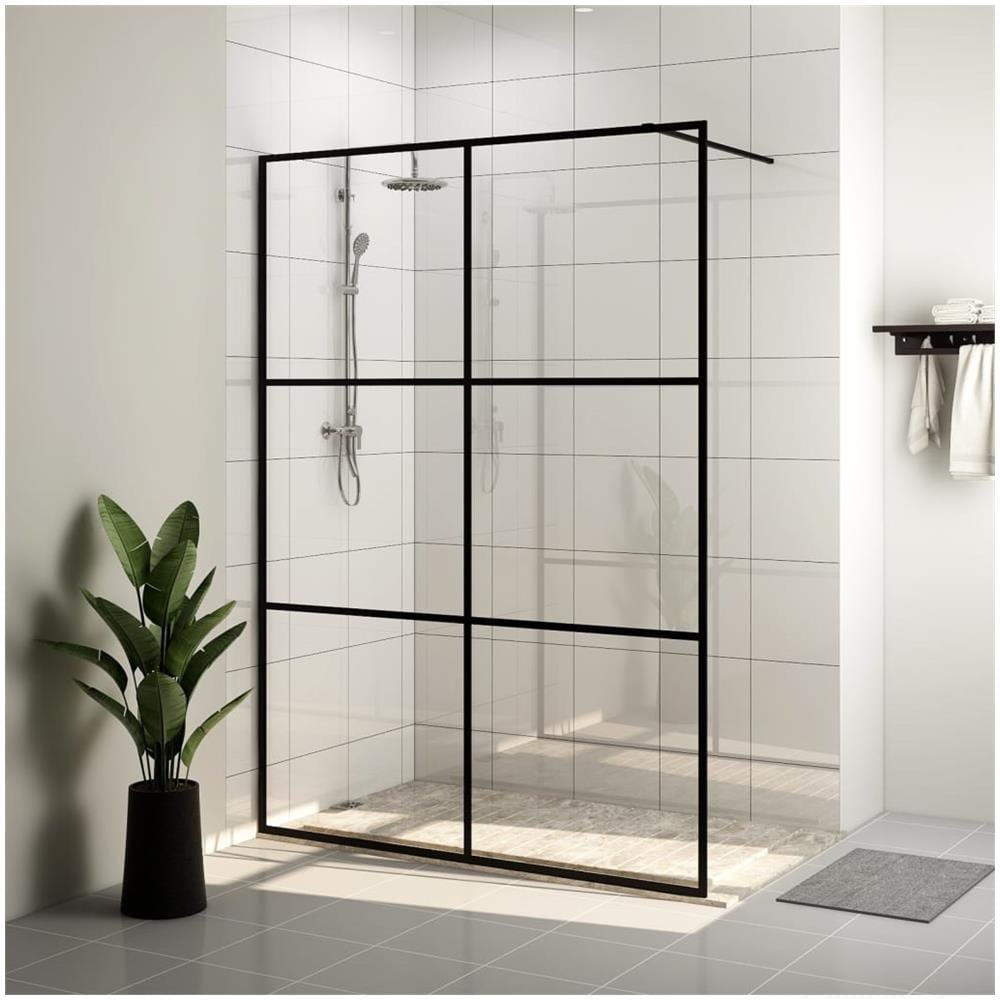 Parete Per Doccia Walk-in Vetro Trasparente Esg 140x195cm Nera - Foto 1