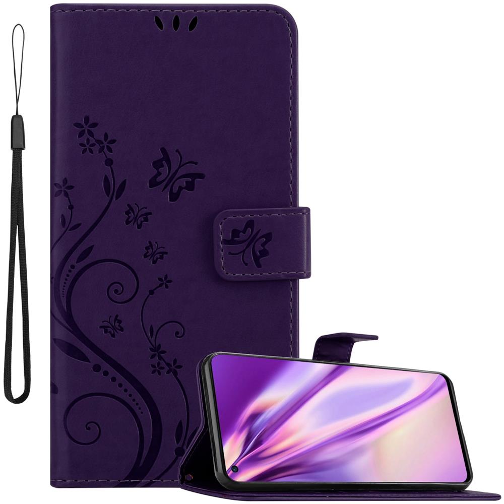 Custodia Compatibile Con Oneplus 9rt 5g In Lilla Scuro Fiore - Coperchio Protettivo In Design Floreale Con Chiusura Magnetica, Funzione Stand E Slot Per Carte - Foto 1