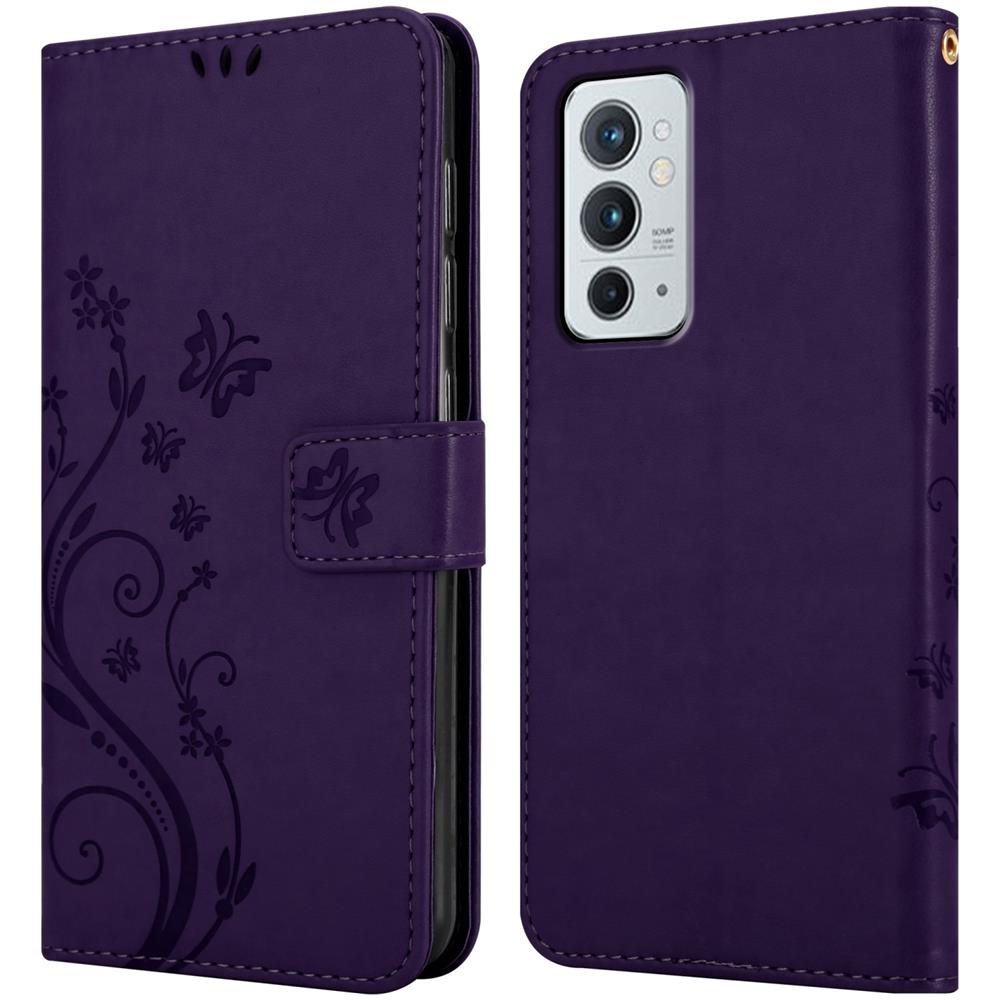 Custodia Compatibile Con Oneplus 9rt 5g In Lilla Scuro Fiore - Coperchio Protettivo In Design Floreale Con Chiusura Magnetica, Funzione Stand E Slot Per Carte - Foto 8