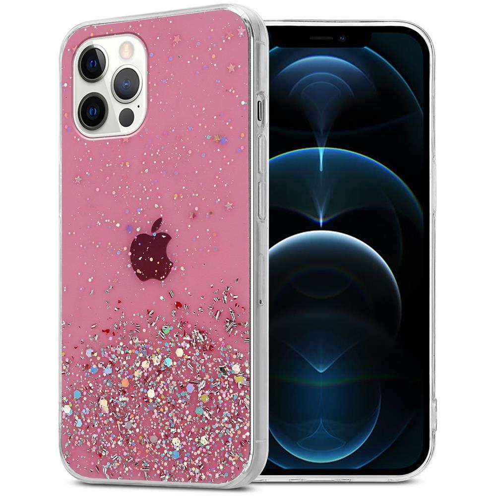 Custodia Compatibile Con Apple Iphone 12 / 12 Pro In Rosa Con Glitter - Coperchio Protettivo In Silicone Tpu Flessibile Con Glitter Scintillanti - Foto 1