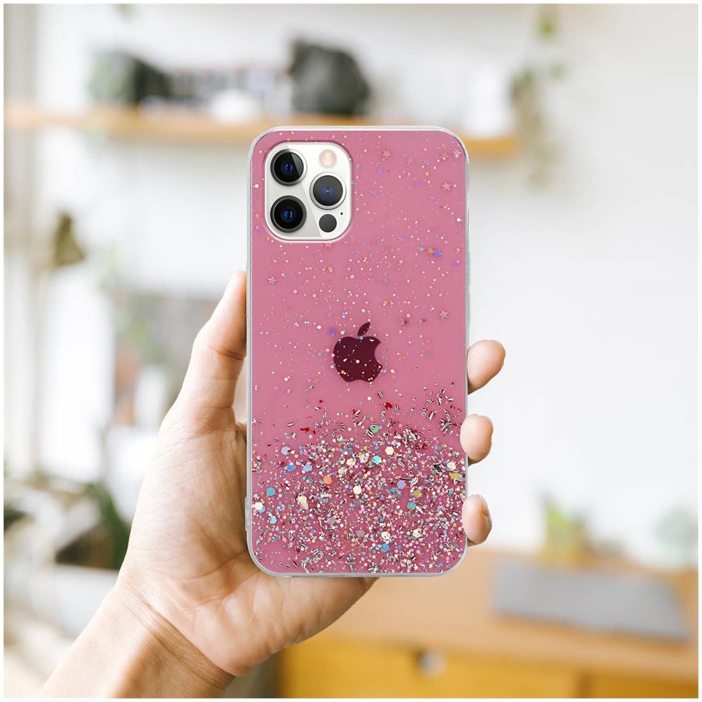 Custodia Compatibile Con Apple Iphone 12 / 12 Pro In Rosa Con Glitter - Coperchio Protettivo In Silicone Tpu Flessibile Con Glitter Scintillanti - Foto 8
