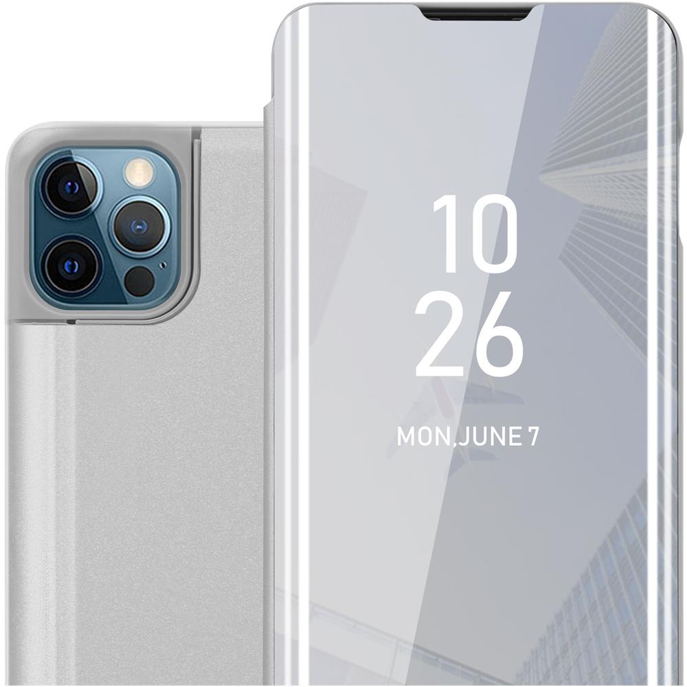 Custodia Compatibile Con Apple Iphone 12 Pro Max In Agata Argento - Clear View Specchio Coperchio Protettivo Con Funzione Di Supporto Protezione A 360 Gradi - Foto 1