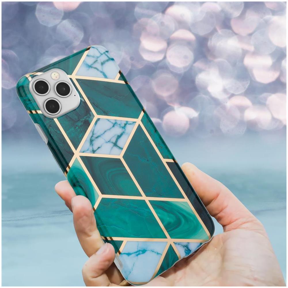 Custodia Compatibile Con Apple Iphone 12 / Iphone 12 Pro (6,1 Zoll) In Marmo Oro Bianco Verde Scuro No. 6 - Coperchio Protettivo In Silicone Tpu Con Motivo A Mosaico - Foto 8