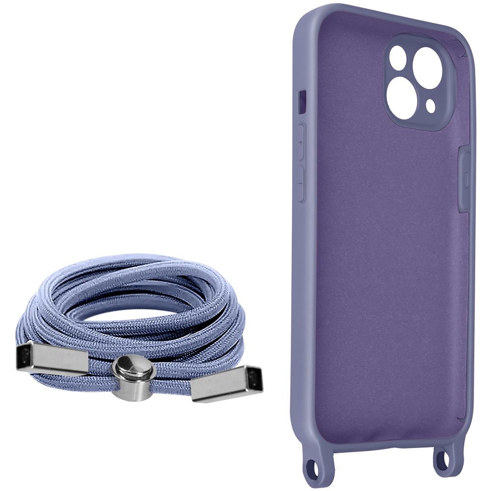 Cover Semirigida Per Iphone 13 Cordino Nylon 80 Cm Viola Chiaro - Foto 2