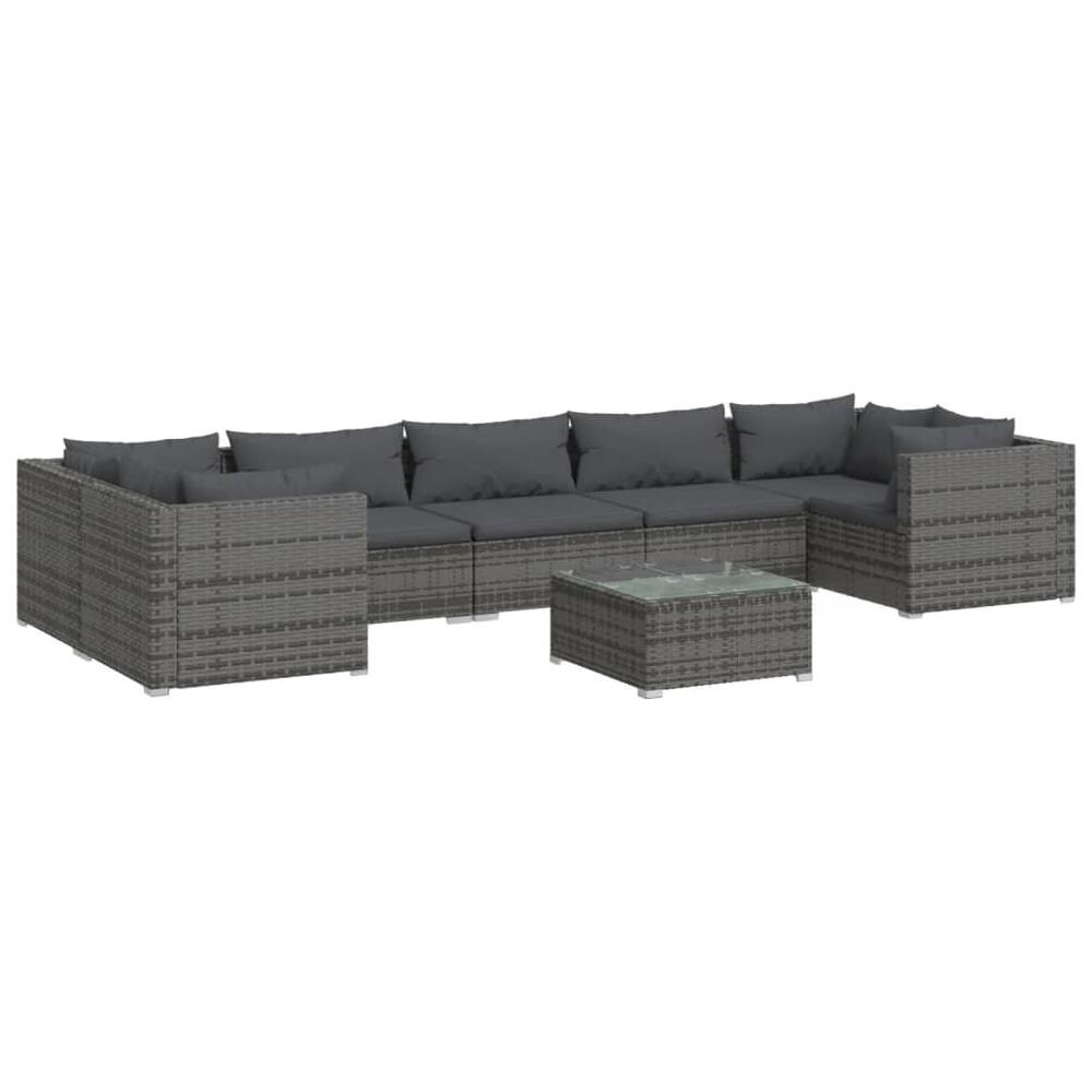 Set Divani Da Giardino 8 Pz Con Cuscini In Polyrattan Grigio - Foto 1