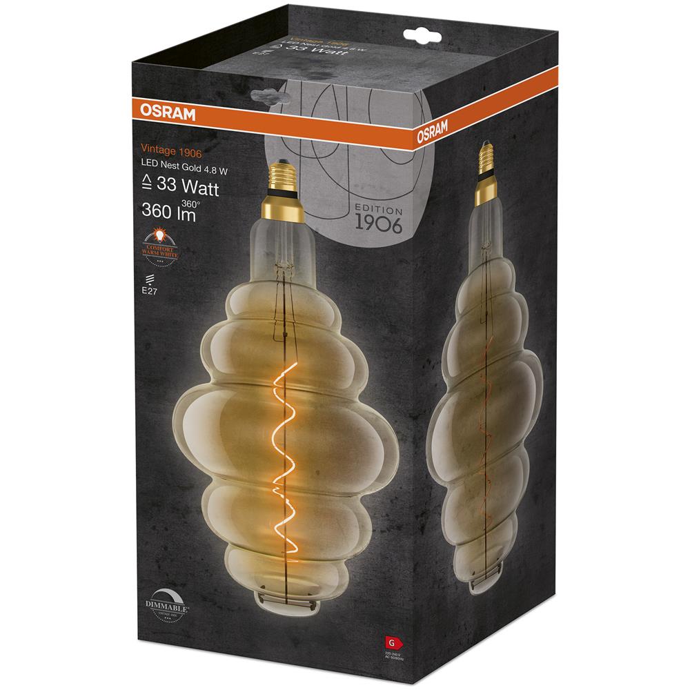 1906 Edizione D'epoca, E27-base Vetro Dorato, bianco Caldo (2400k), 725 Lumen, Sostituzione Delle Lampade 55w, Dimmerabile, 2-confezione - Foto 2