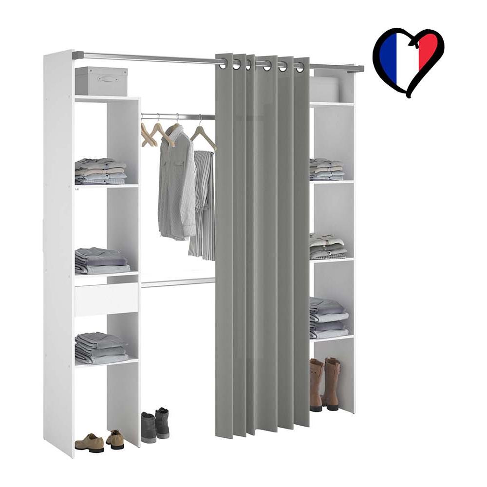Elysee Armadio A Vista, Tenda, 2 Barre Appendiabiti, 6 Ripiani, 1 Cassetto - Foto 2