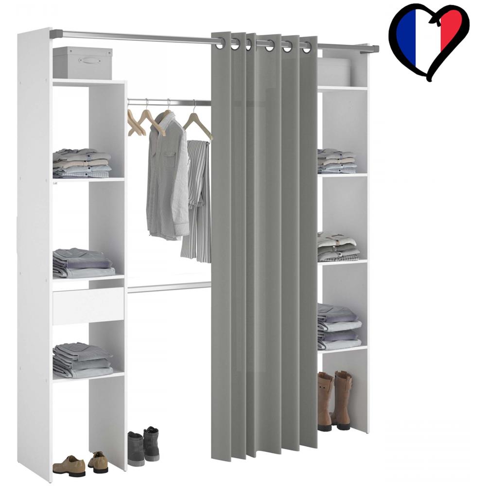 Elysee Armadio A Vista, Tenda, 2 Barre Appendiabiti, 6 Ripiani, 1 Cassetto - Foto 1