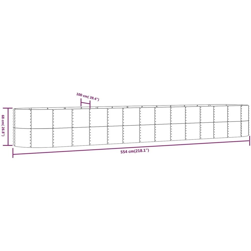 Vaso Giardino Argento 554x100x68cm Acciaio Verniciato a Polvere - Foto 5