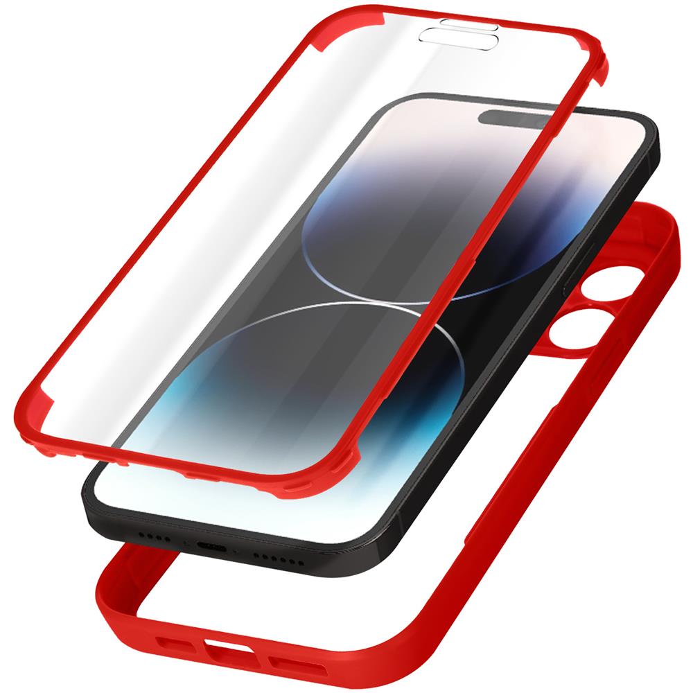 Cover Iphone 14 Pro Max Retro Plexiglass Fronte Polimero Bordo Rosso - Foto 1