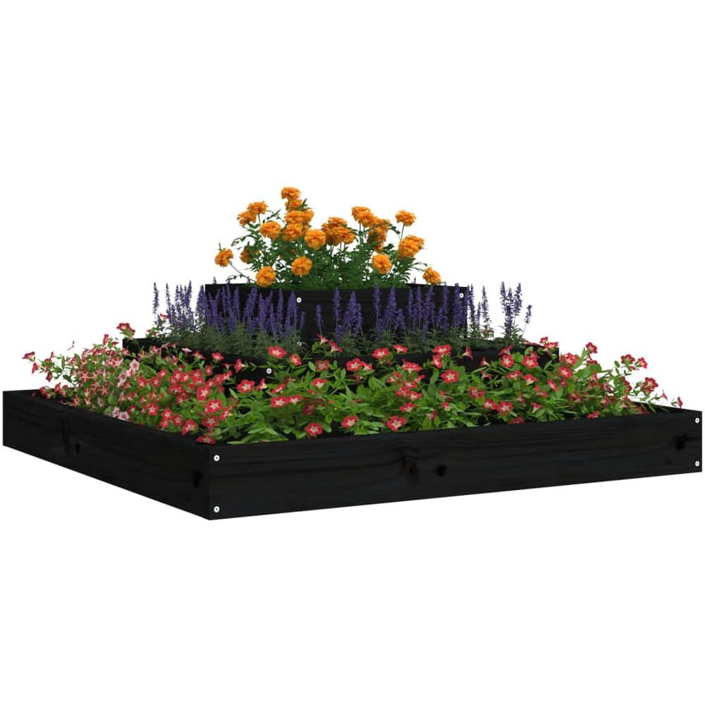 Fioriera Nera 80x80x27 Cm In Legno Massello Di Pino - Foto 2