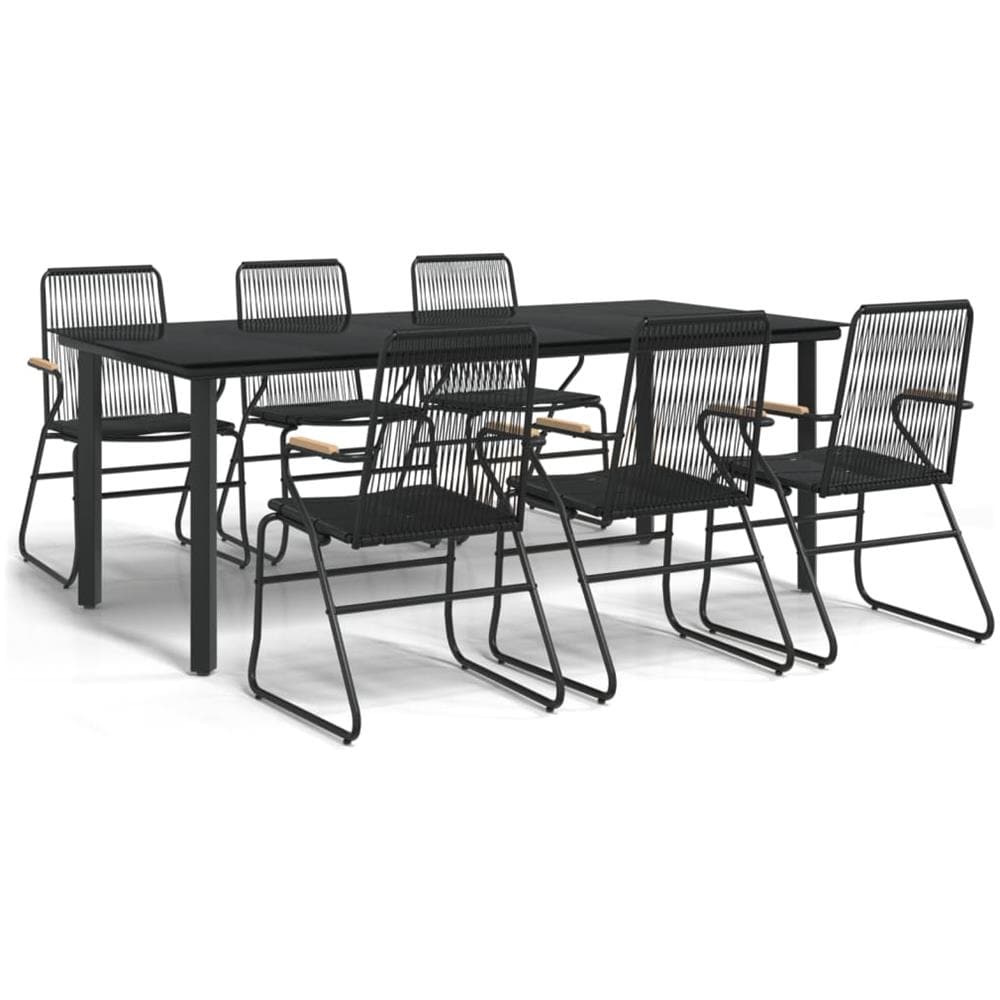 Set Da Pranzo Da Giardino 7 Pz Nero In Rattan Pvc - Foto 2