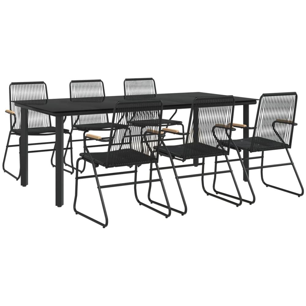 Set Da Pranzo Da Giardino 7 Pz Nero In Rattan Pvc - Foto 3
