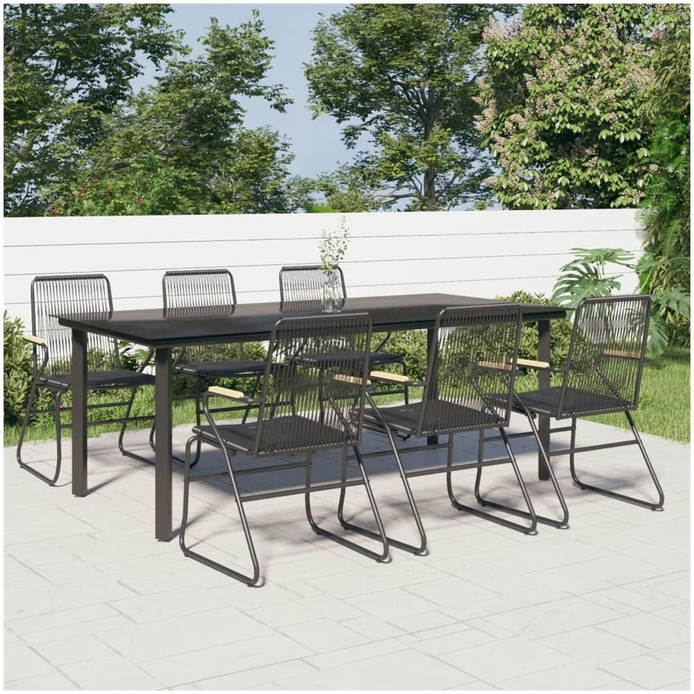Set Da Pranzo Da Giardino 7 Pz Nero In Rattan Pvc - Foto 1