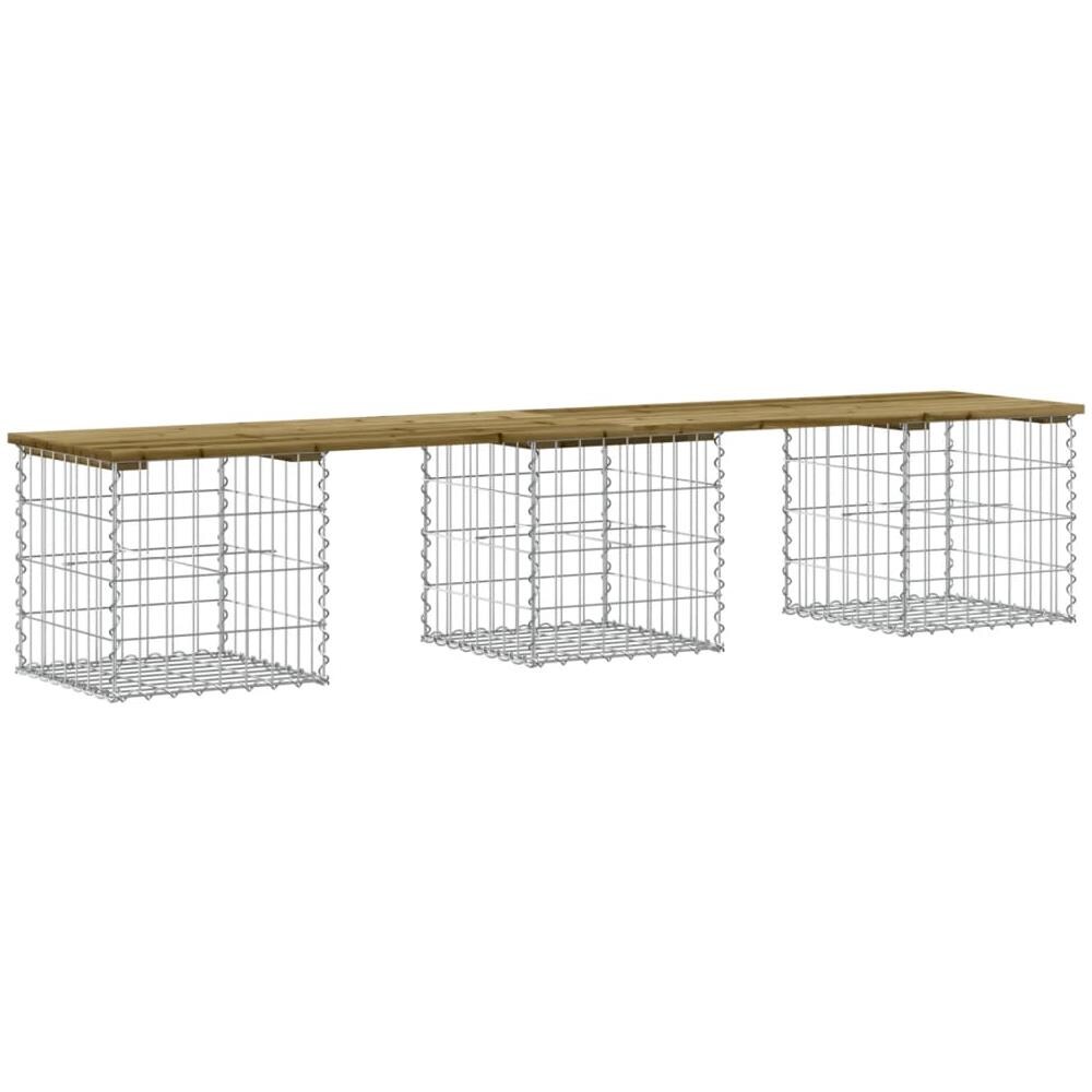 Panca da Giardino Design Gabbione 203x44x42 cm Pino Impregnato - Foto 2