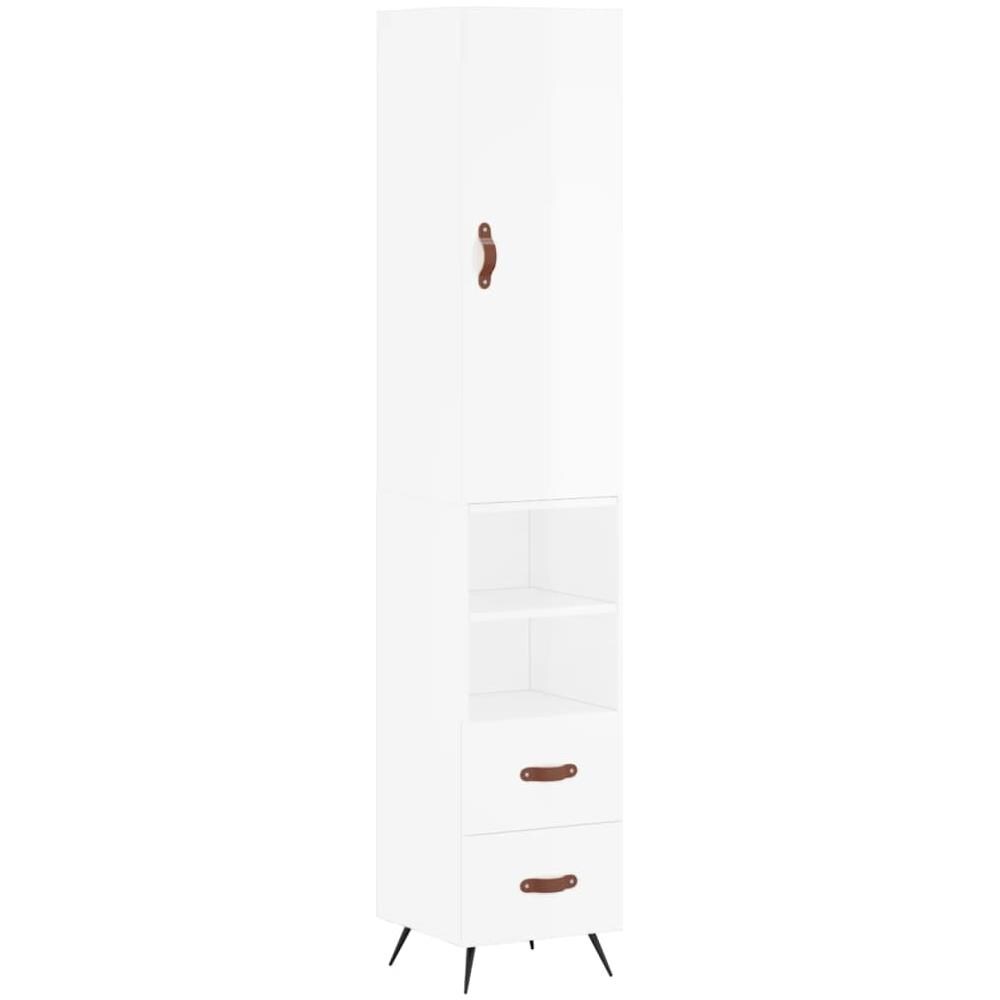 Credenza 34,5x34x180 Cm In Legno Multistrato Bianco Lucido - Foto 2