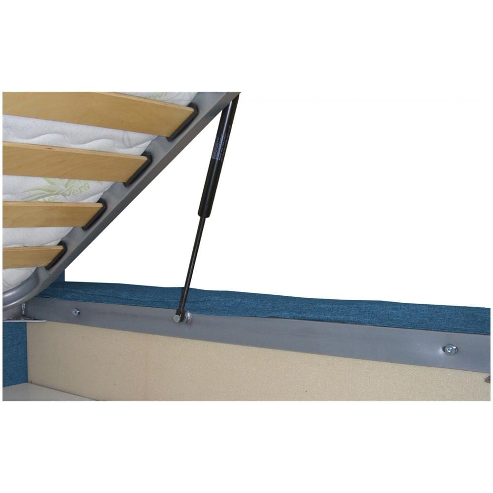 Letto Matrimoniale Cornelia, Letto Contenitore Con Rivestimento In Tessuto, 100% Made In Italy, Apertura Frontale, Adatto Per Materasso 160x190 Cm, Blu - Foto 4