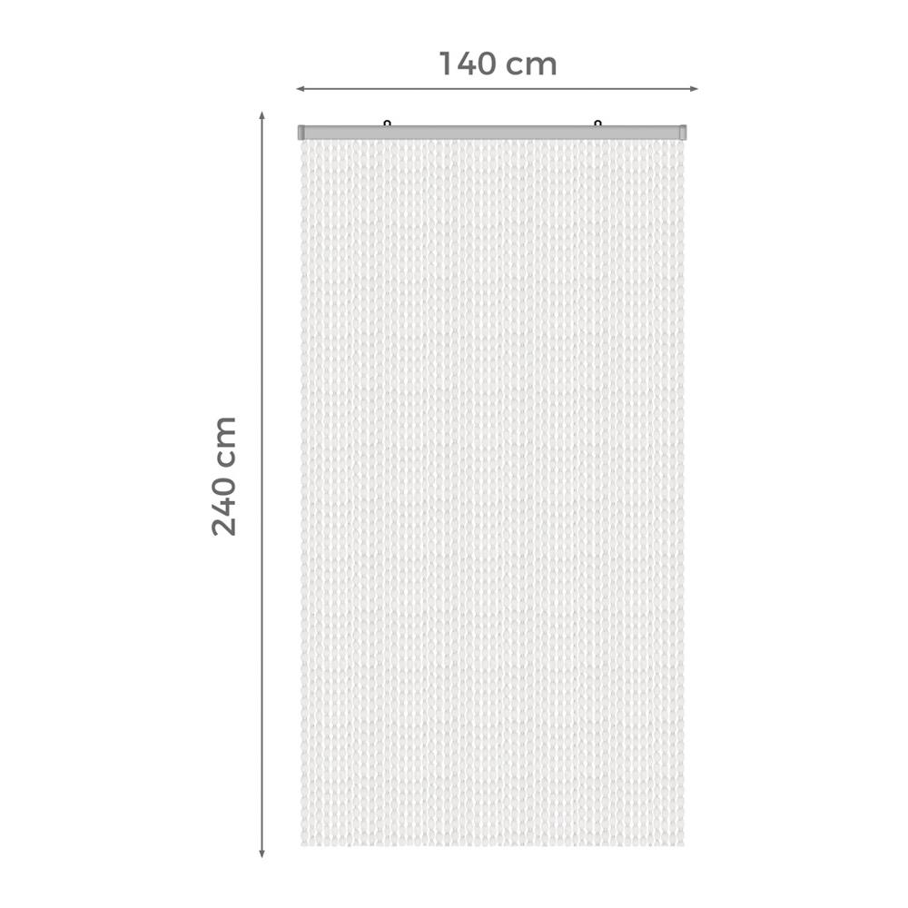 Tenda Antimosca Antirumore Caduta Pannello Porta Finestra Casa Pon Pon Vari Colori 140x240 Bianco - Foto 5