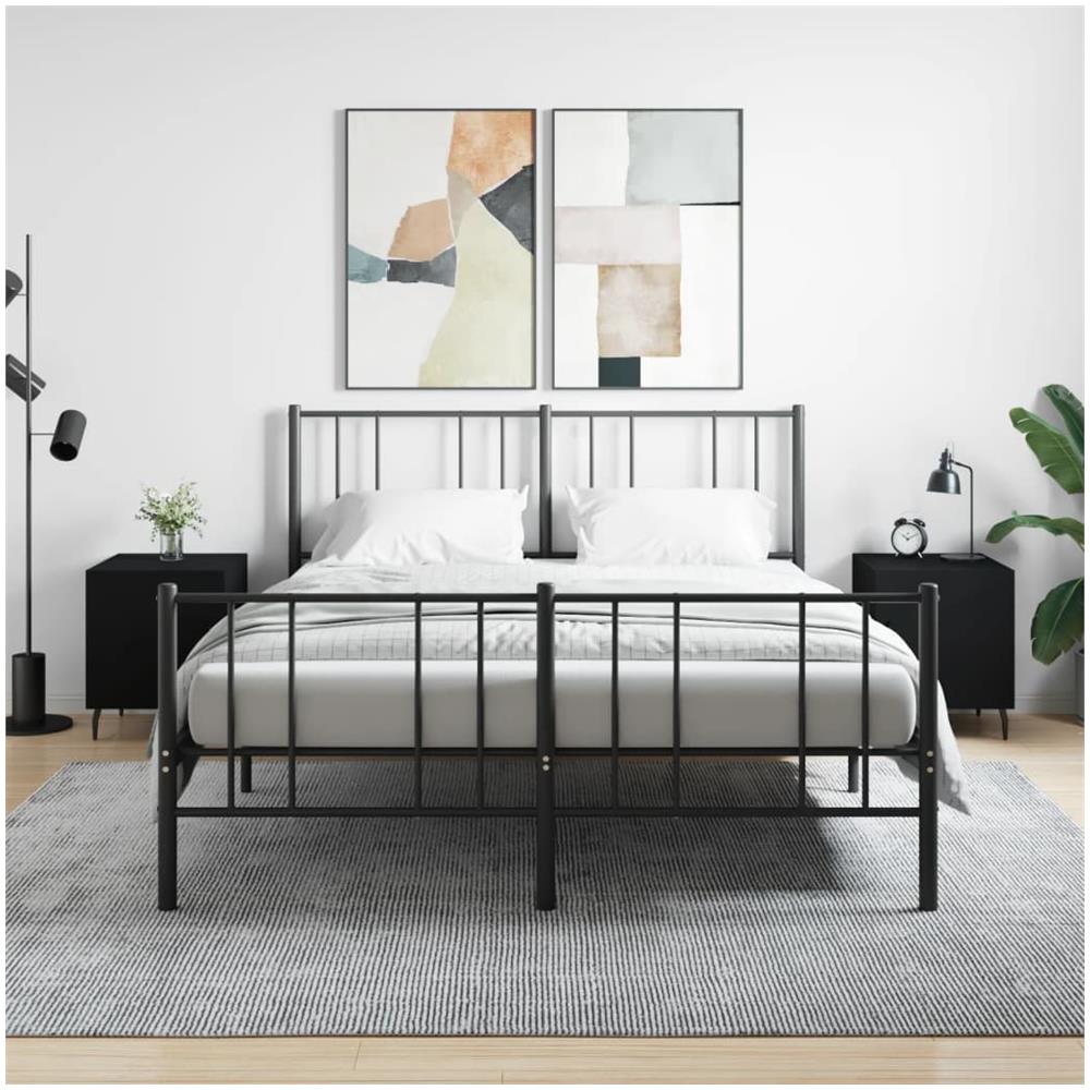 Comodini 2 Pz Neri 40x40x50 Cm In Legno Multistrato - Foto 1