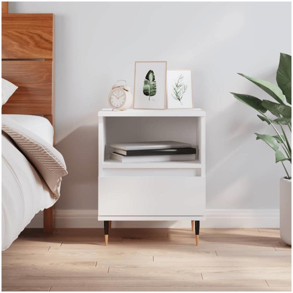 Comodino Bianco 40x35x50 Cm In Legno Multistrato - Foto 1