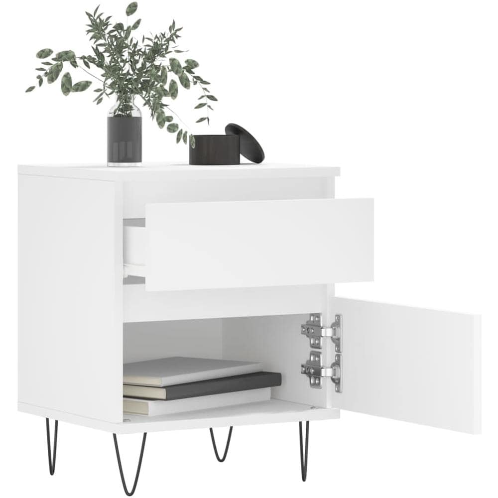 Comodino Bianco 40x35x50 Cm In Legno Multistrato - Foto 3