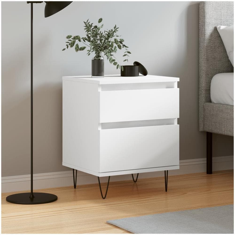 Comodino Bianco 40x35x50 Cm In Legno Multistrato - Foto 1