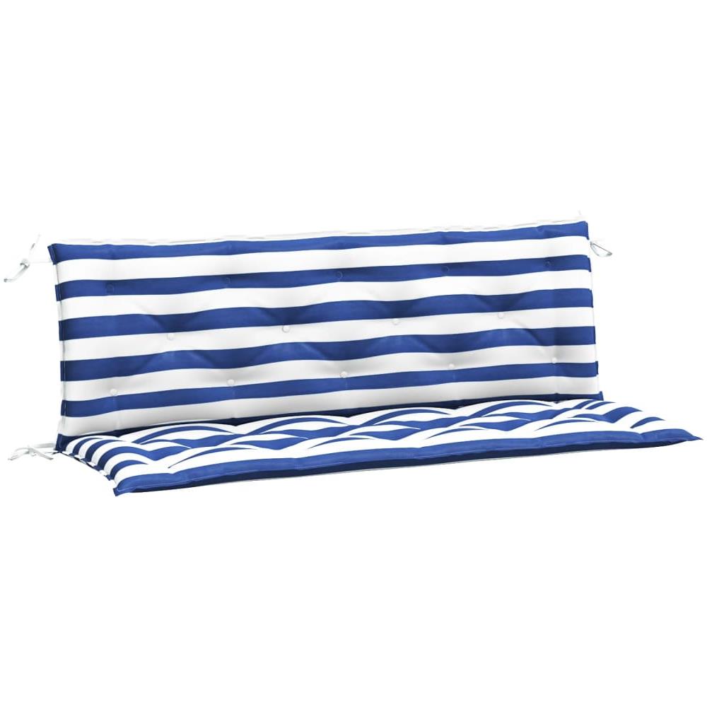 Cuscini Panca Giardino 2pz Righe Bianche Blu 150x50x7cm Tessuto - Foto 2