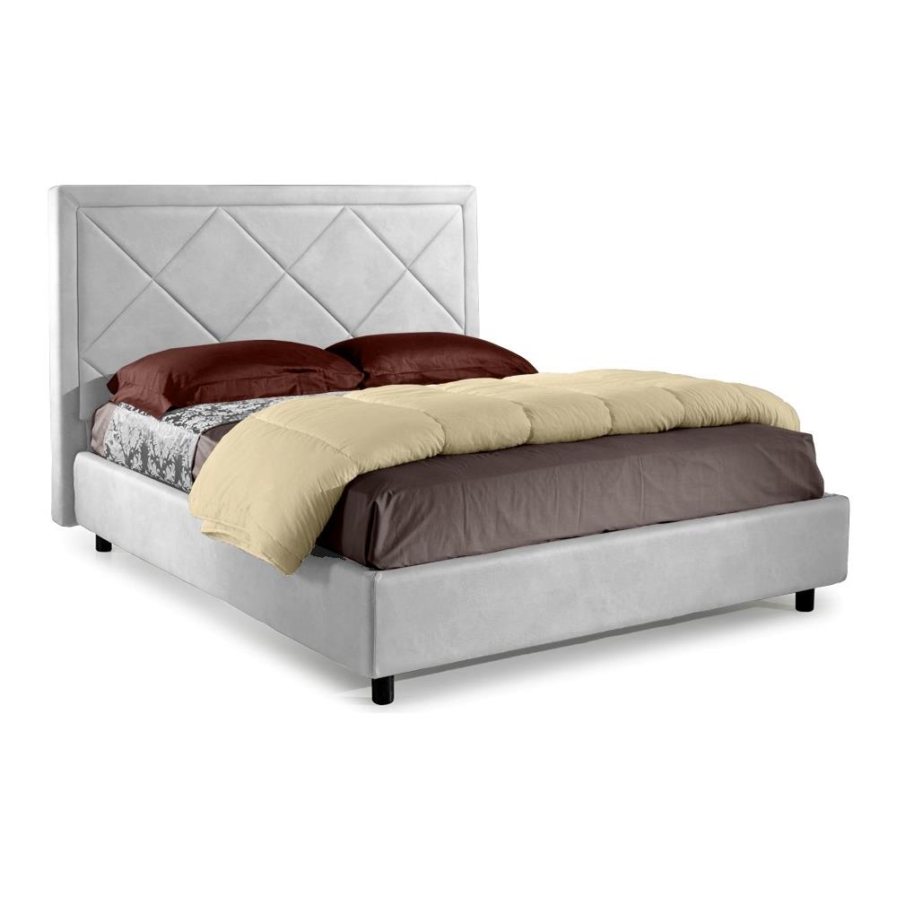 Letto Matrimoniale, Modello Miami, L'elemento Principale E La Lavorazione Della Testata Letto, Rete A Doghe 160x200 Cm, Tessuto Giroletto Sfoderabile, Made In Italy - Foto 1