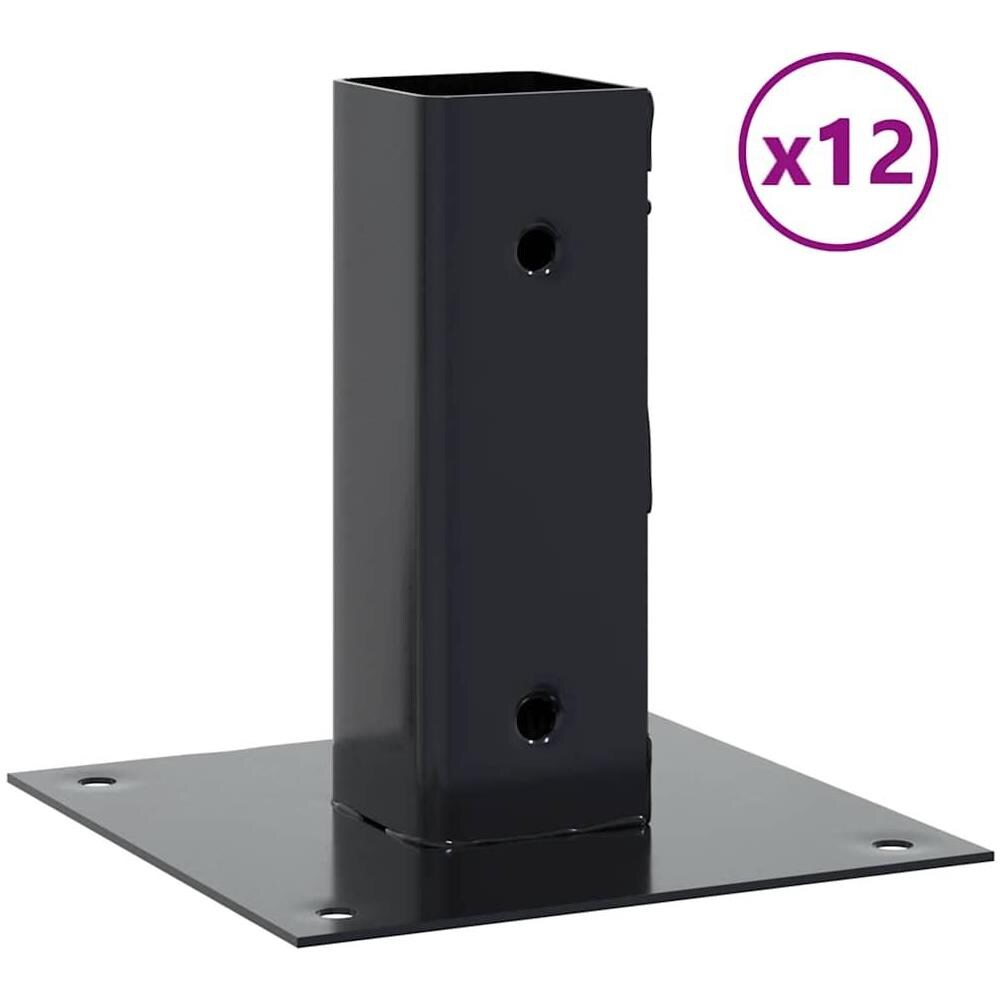 Basi per Pali Quadrati 12 pz 51x51mm Acciaio Verniciato Polvere - Foto 1