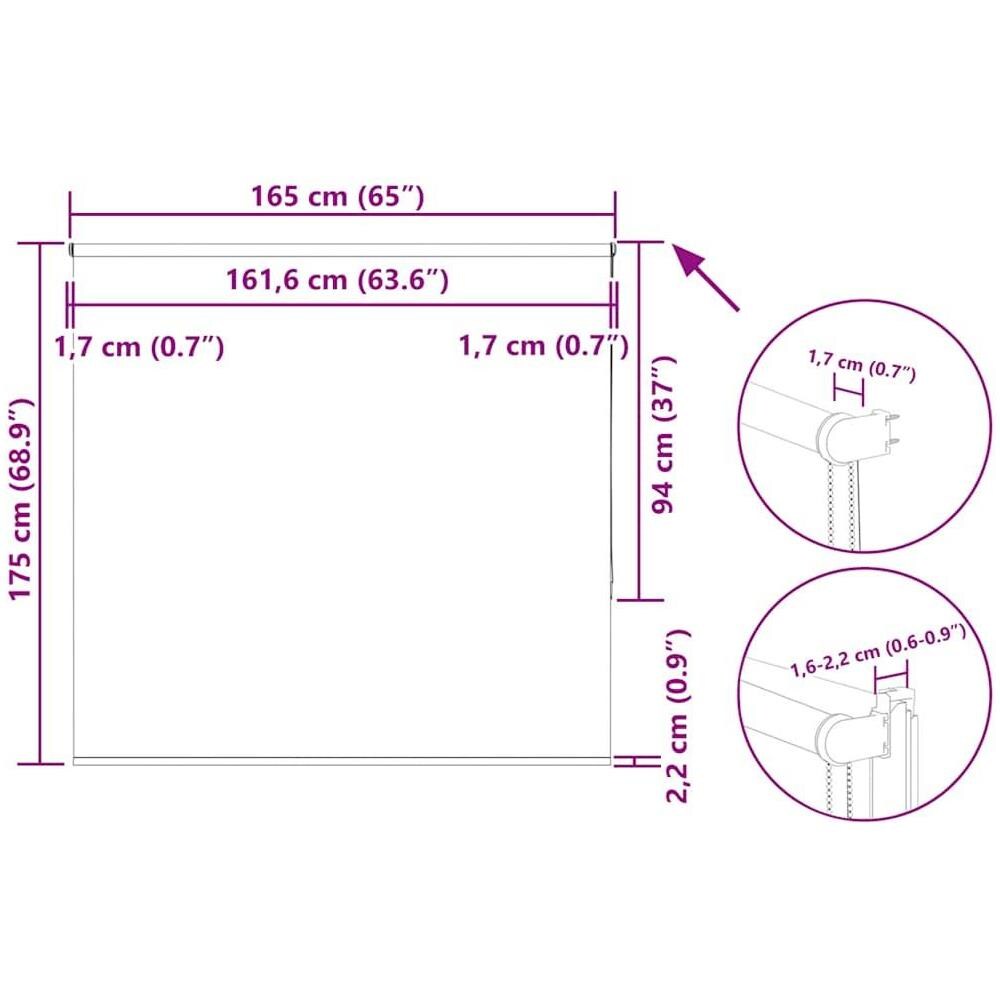Tenda a Rullo Oscurante 165x175 cm Larghezza Tessuto 161,6 cm - Foto 10