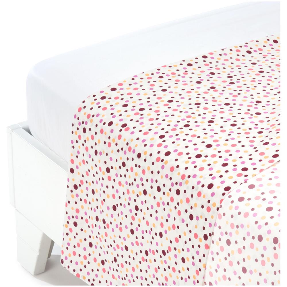 Lenzuolo Superiore Pois In Cotone Colore Rosa Misura Singolo - Foto 1