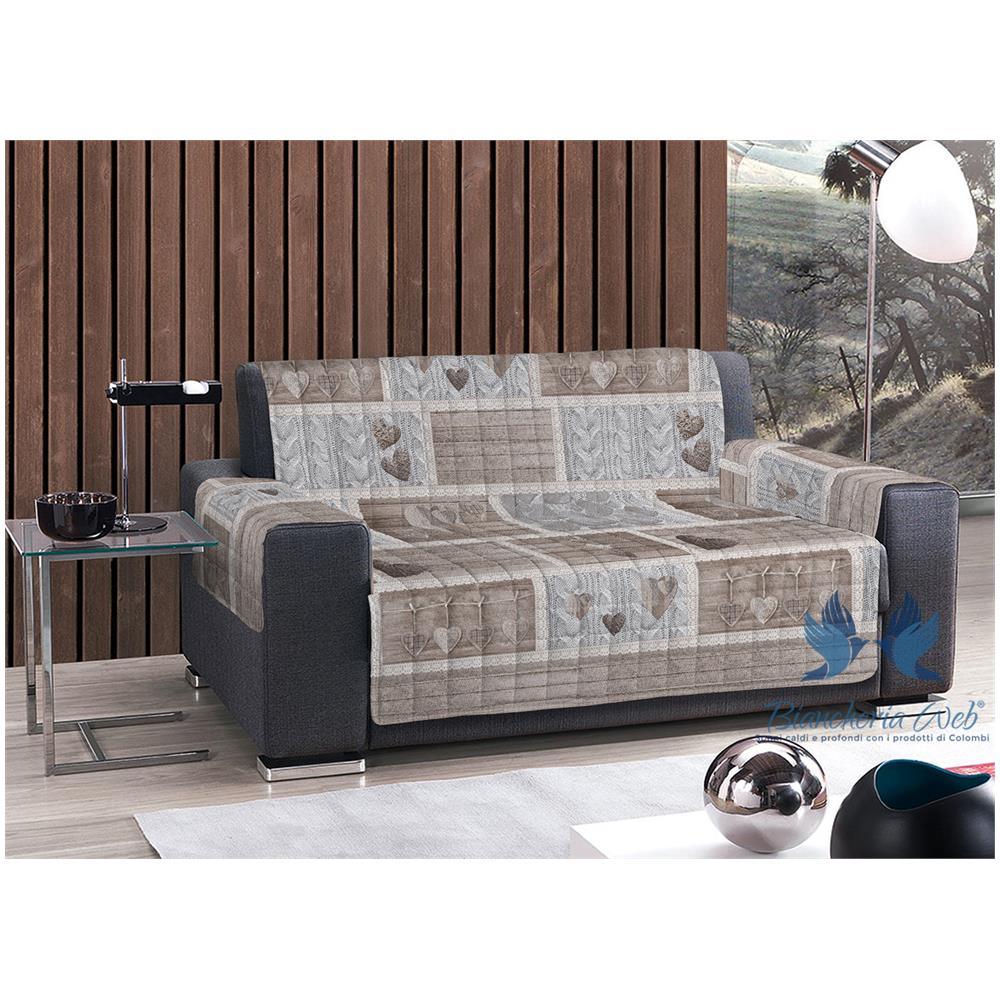 Copridivano Trapuntato Disegno Shabby Love Poltrona Beige - Foto 2