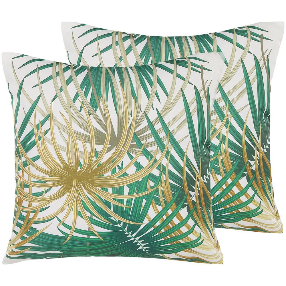Set Di 2 Cuscini Da Esterno Motivo Foglia Di Palma 45 X 45 Cm Multicolore Gaiana - Foto 1