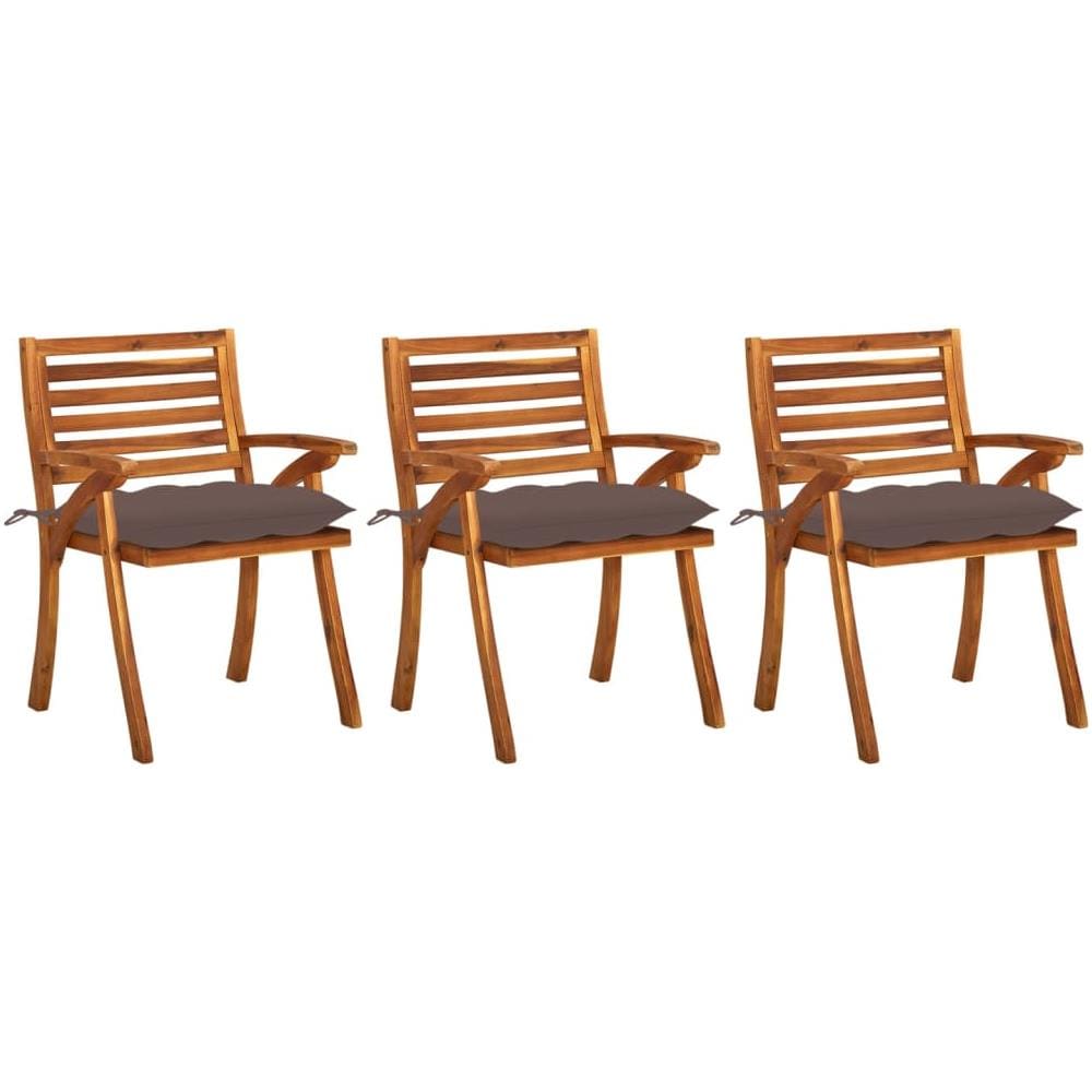 Sedie da Pranzo da Giardino con Cuscini 3 pz Massello di Acacia - Foto 1
