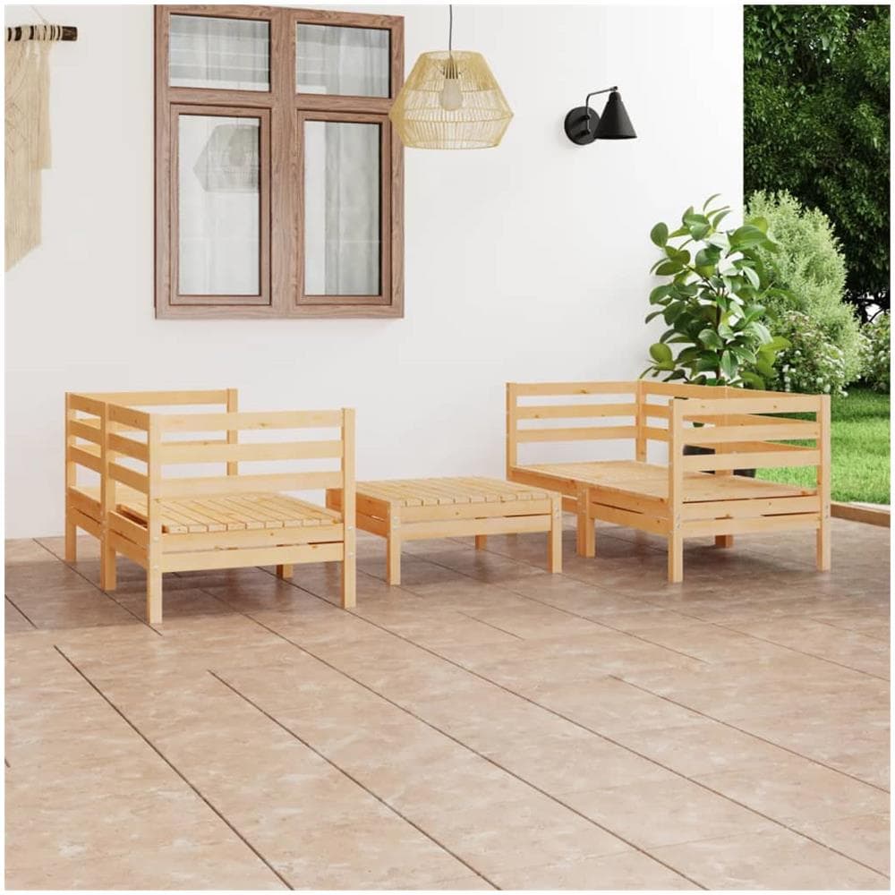 Set Divani Da Giardino 5 Pz In Legno Massello Di Pino - Foto 1