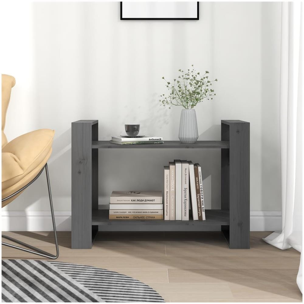 Libreria / divisorio Grigio 80x35x56,5 Cm Legno Massello Di Pino - Foto 3