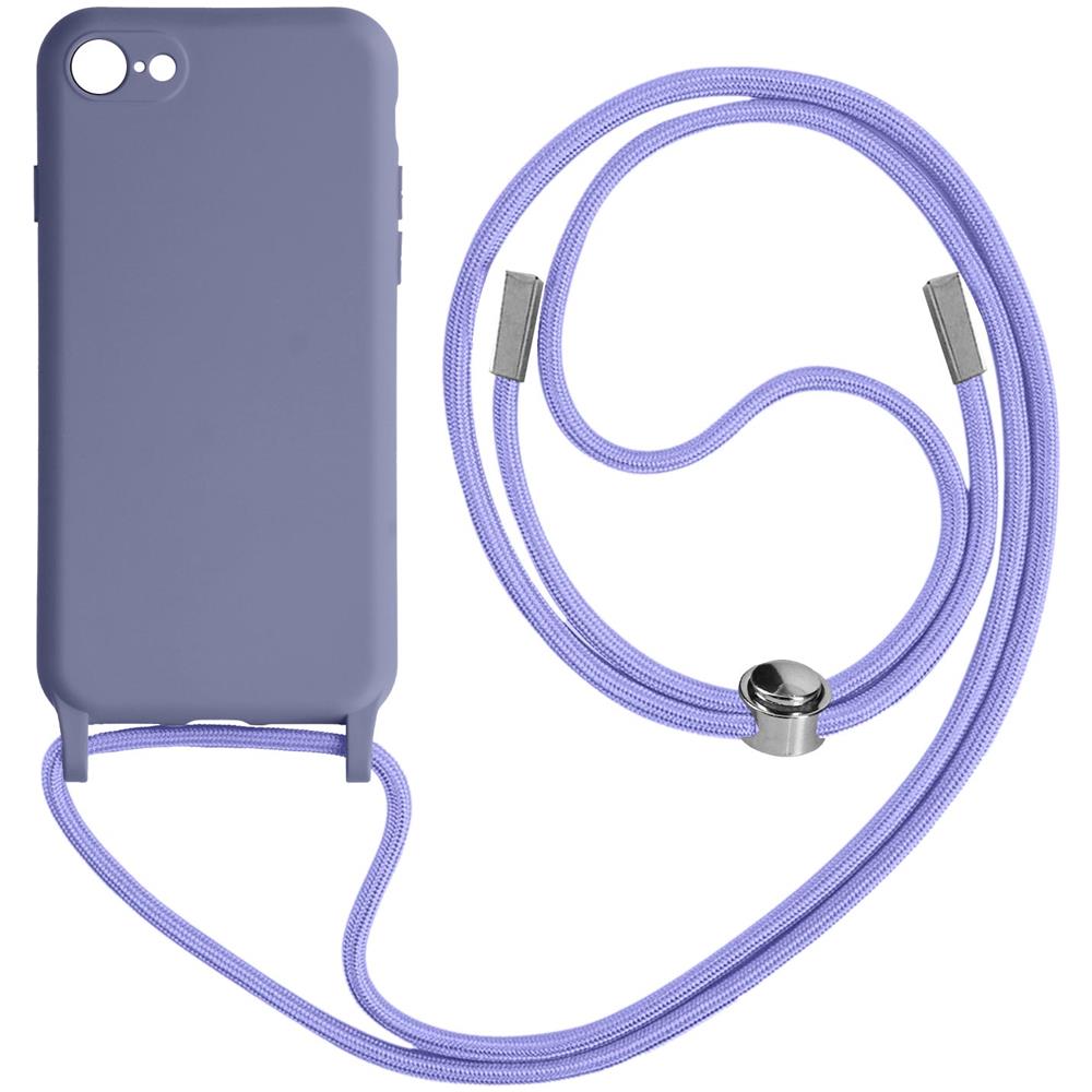Cover Semirigida Per Iphone 7, 8, Se 2020/2022 Cordino Nylon 80 Cm Viola Chiaro - Foto 1